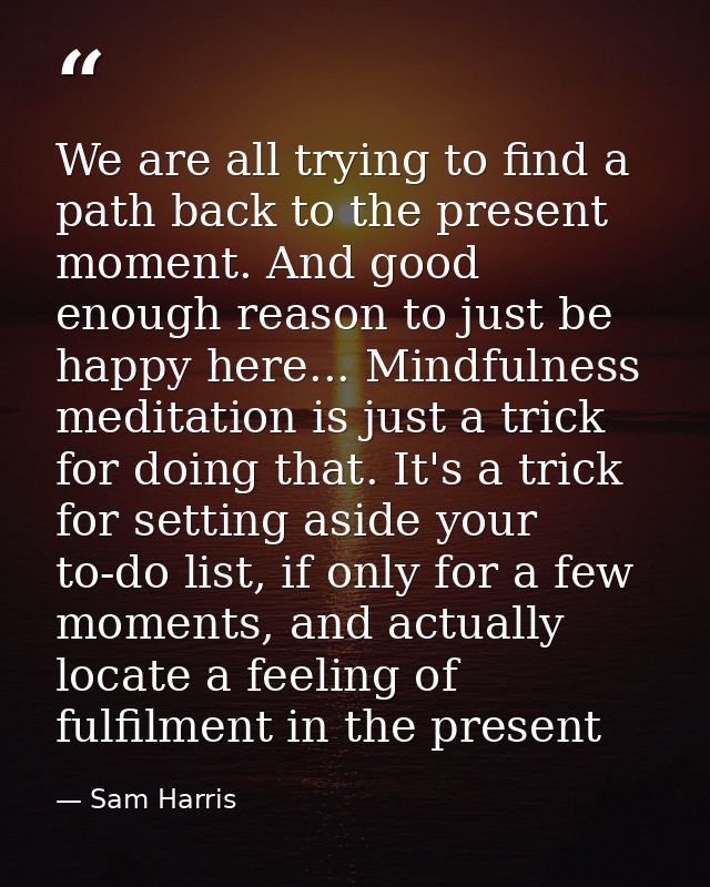 We are all trying to find a path back to the present moment. And good enough reason to just be happy here... Mindfulness — Sam Harris