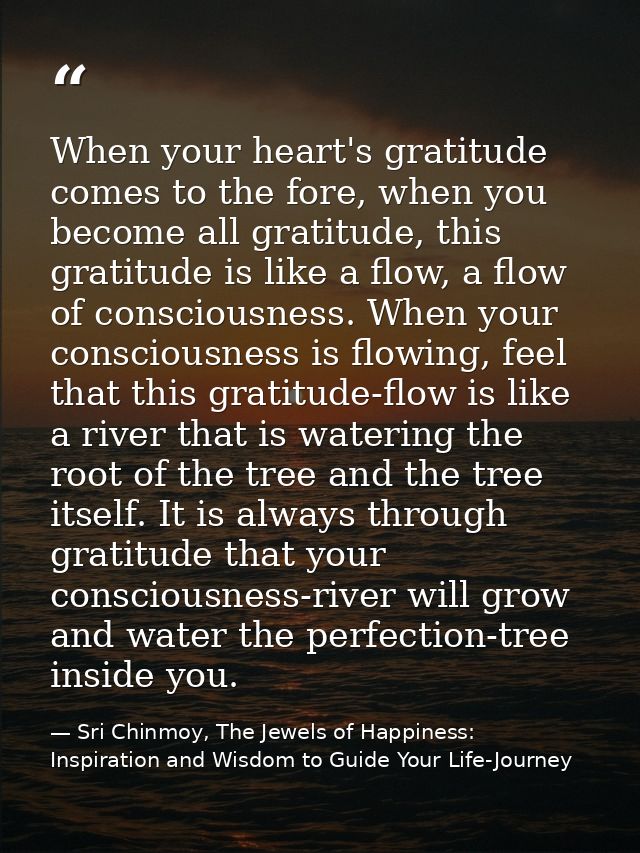 When your heart's gratitude comes to the fore, when you become all gratitude, this gratitude is like a flow, a flow of c — Sri Chinmoy, The Jewels of Happiness: Inspiration and Wisdom to Guide Your Life-Journey