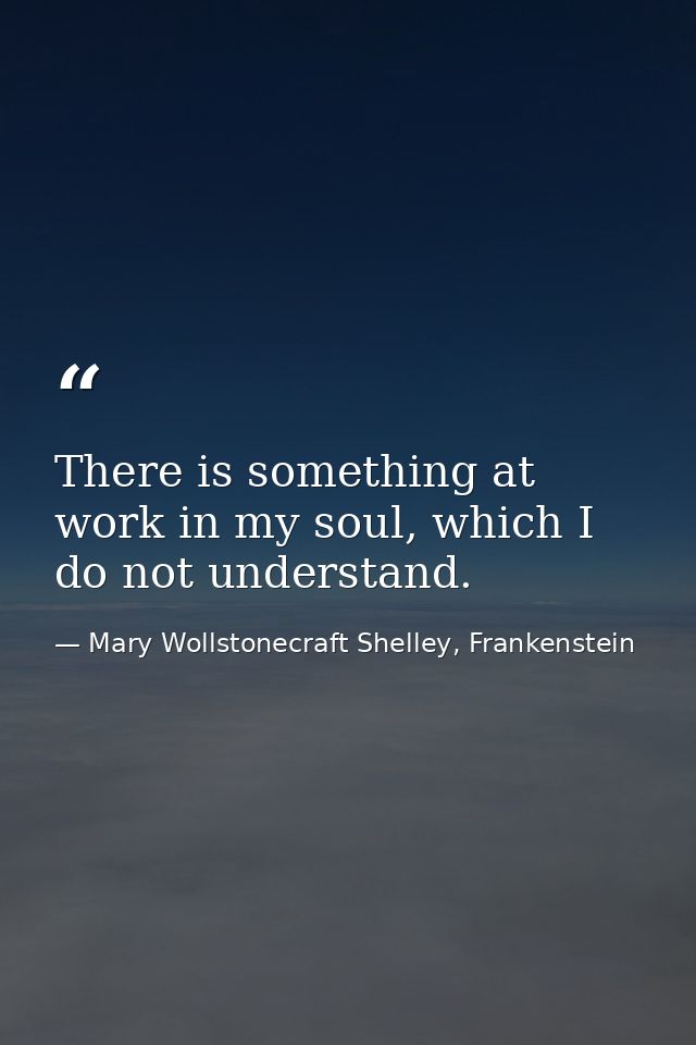 There is something at work in my soul, which I do not understand. — Mary Wollstonecraft Shelley, Frankenstein