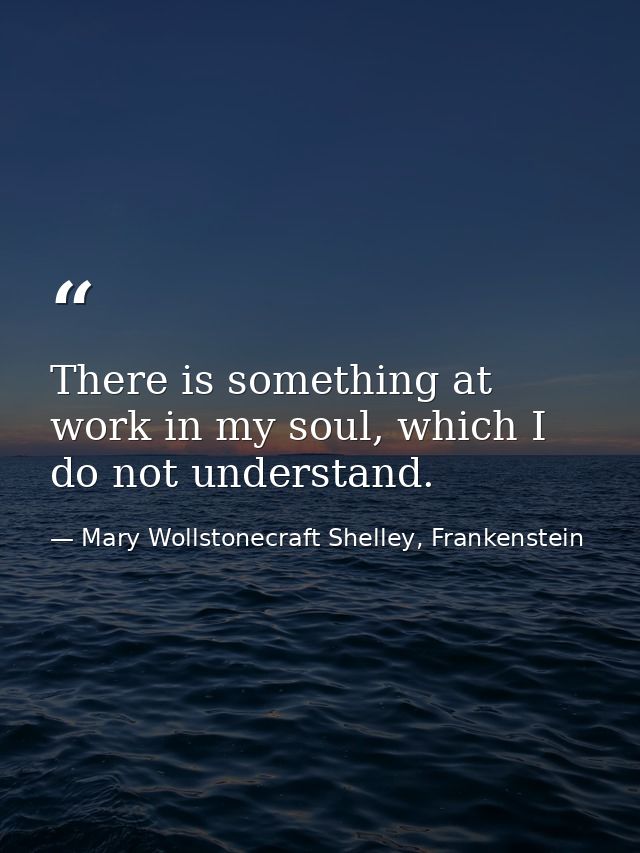 There is something at work in my soul, which I do not understand. — Mary Wollstonecraft Shelley, Frankenstein