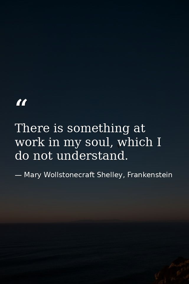 There is something at work in my soul, which I do not understand. — Mary Wollstonecraft Shelley, Frankenstein