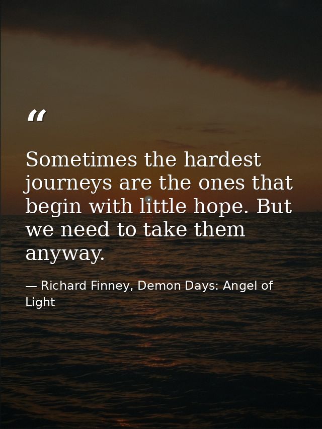 Sometimes the hardest journeys are the ones that begin with little hope. But we need to take them anyway. — Richard Finney, Demon Days: Angel of Light