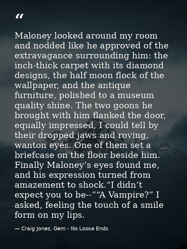 Maloney looked around my room and nodded like he approved of the extravagance surrounding him: the inch-thick carpet wit — Craig Jones, Gem - No Loose Ends