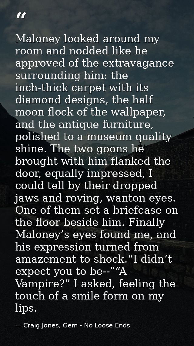 Maloney looked around my room and nodded like he approved of the extravagance surrounding him: the inch-thick carpet wit — Craig Jones, Gem - No Loose Ends