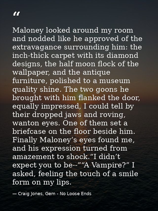 Maloney looked around my room and nodded like he approved of the extravagance surrounding him: the inch-thick carpet wit — Craig Jones, Gem - No Loose Ends