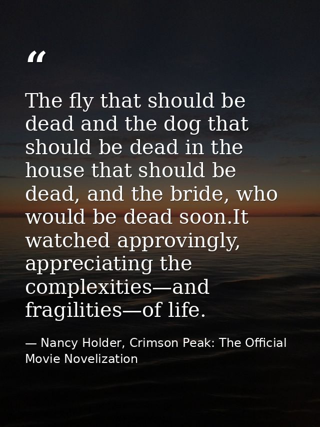 The fly that should be dead and the dog that should be dead in the house that should be dead, and the bride, who would b — Nancy Holder, Crimson Peak: The Official Movie Novelization