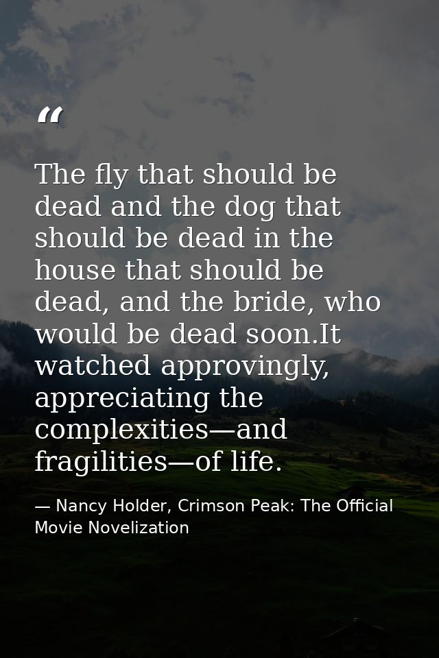 The fly that should be dead and the dog that should be dead in the house that should be dead, and the bride, who would b — Nancy Holder, Crimson Peak: The Official Movie Novelization