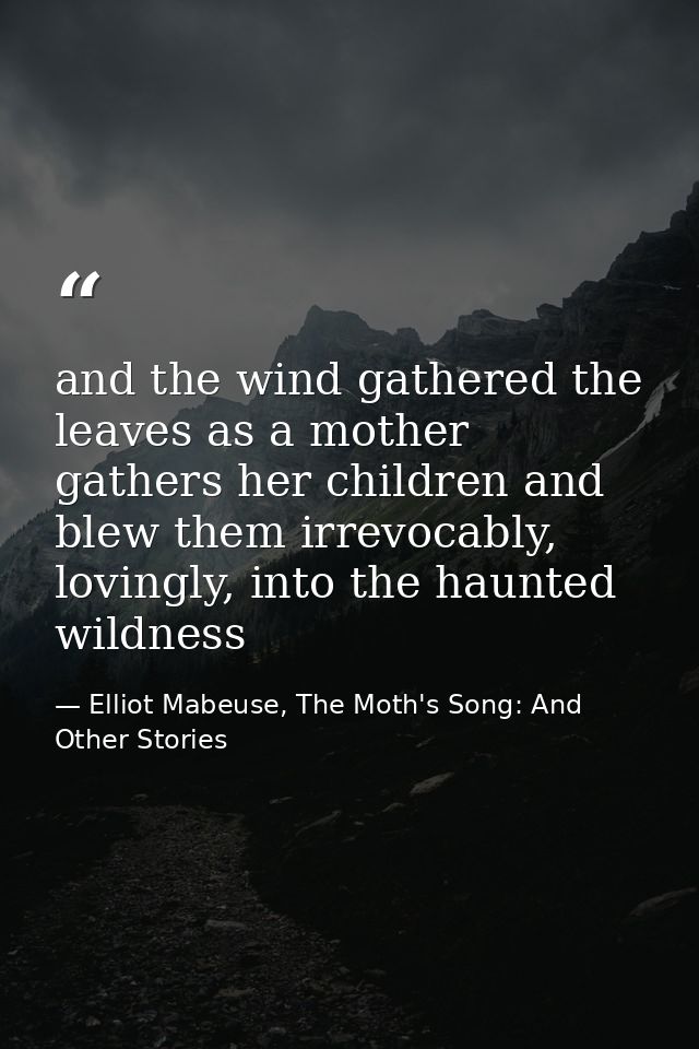 and the wind gathered the leaves as a mother gathers her children and blew them irrevocably, lovingly, into the haunted  — Elliot Mabeuse, The Moth's Song: And Other Stories