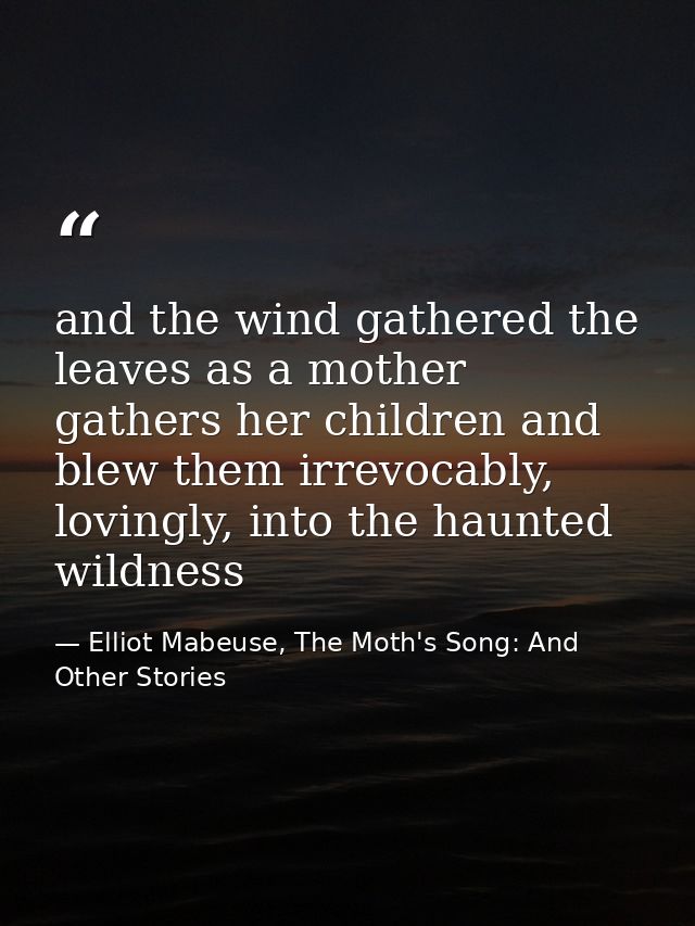 and the wind gathered the leaves as a mother gathers her children and blew them irrevocably, lovingly, into the haunted  — Elliot Mabeuse, The Moth's Song: And Other Stories