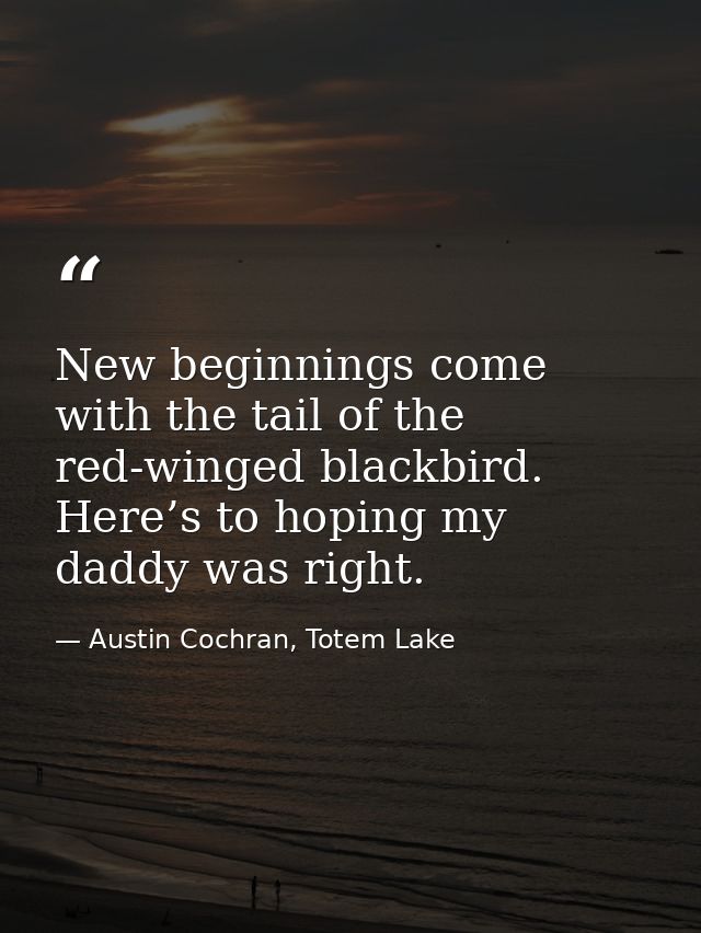 New beginnings come with the tail of the red-winged blackbird. Here’s to hoping my daddy was right. — Austin Cochran, Totem Lake