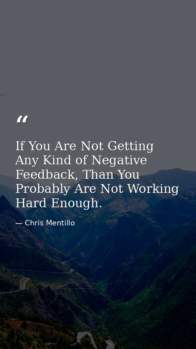 If You Are Not Getting Any Kind of Negative Feedback, Than You Probably Are Not Working Hard Enough. — Chris Mentillo