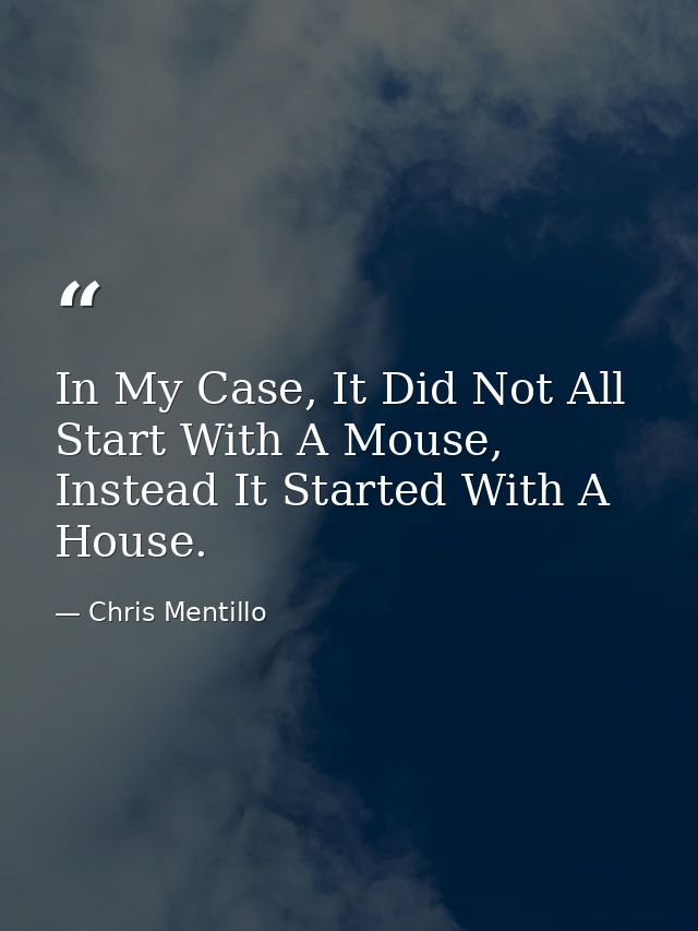 In My Case, It Did Not All Start With A Mouse, Instead It Started With A House. — Chris Mentillo