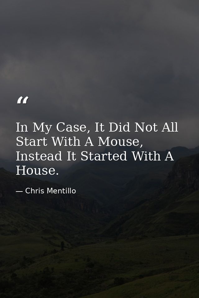 In My Case, It Did Not All Start With A Mouse, Instead It Started With A House. — Chris Mentillo