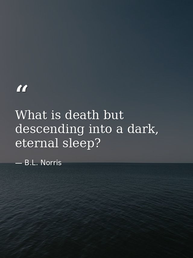 What is death but descending into a dark, eternal sleep? — B.L. Norris