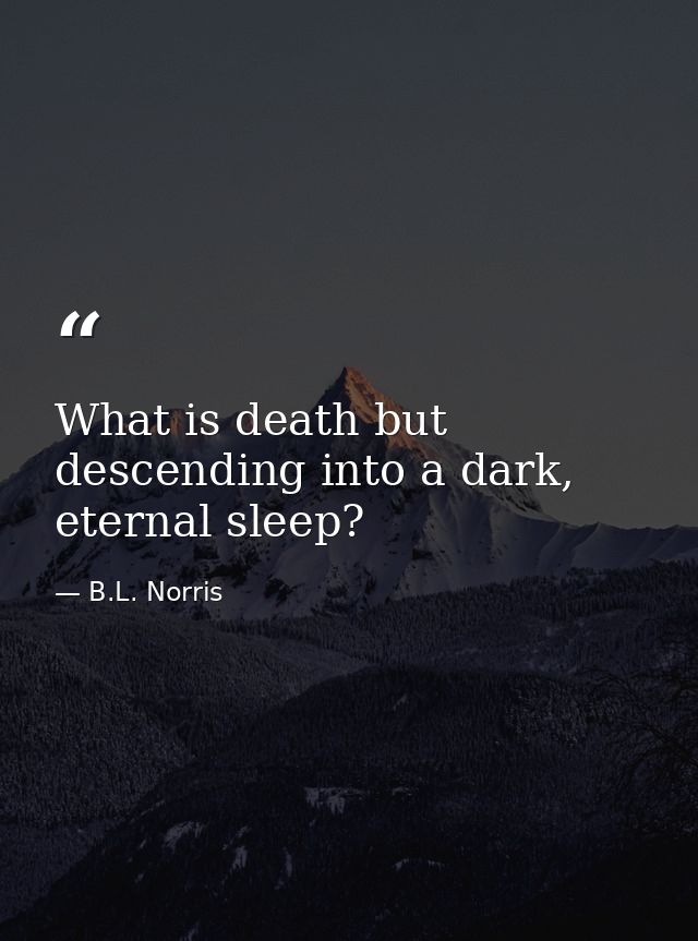 What is death but descending into a dark, eternal sleep? — B.L. Norris