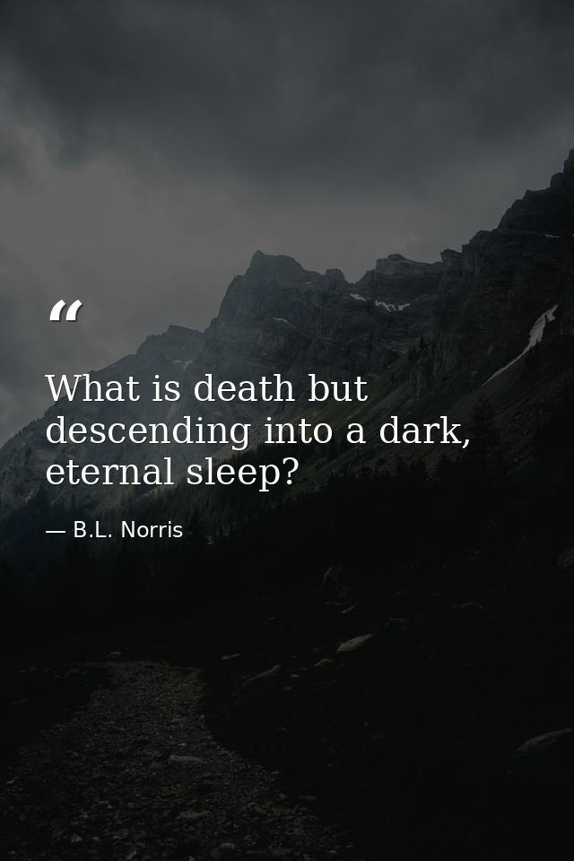 What is death but descending into a dark, eternal sleep? — B.L. Norris