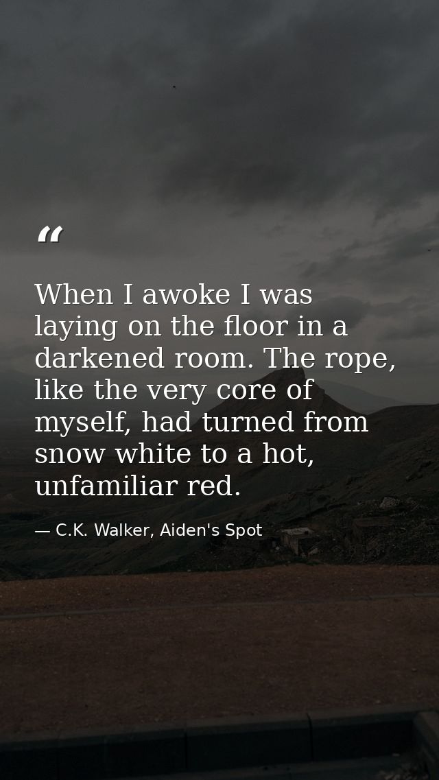 When I awoke I was laying on the floor in a darkened room. The rope, like the very core of myself, had turned from snow  — C.K. Walker, Aiden's Spot