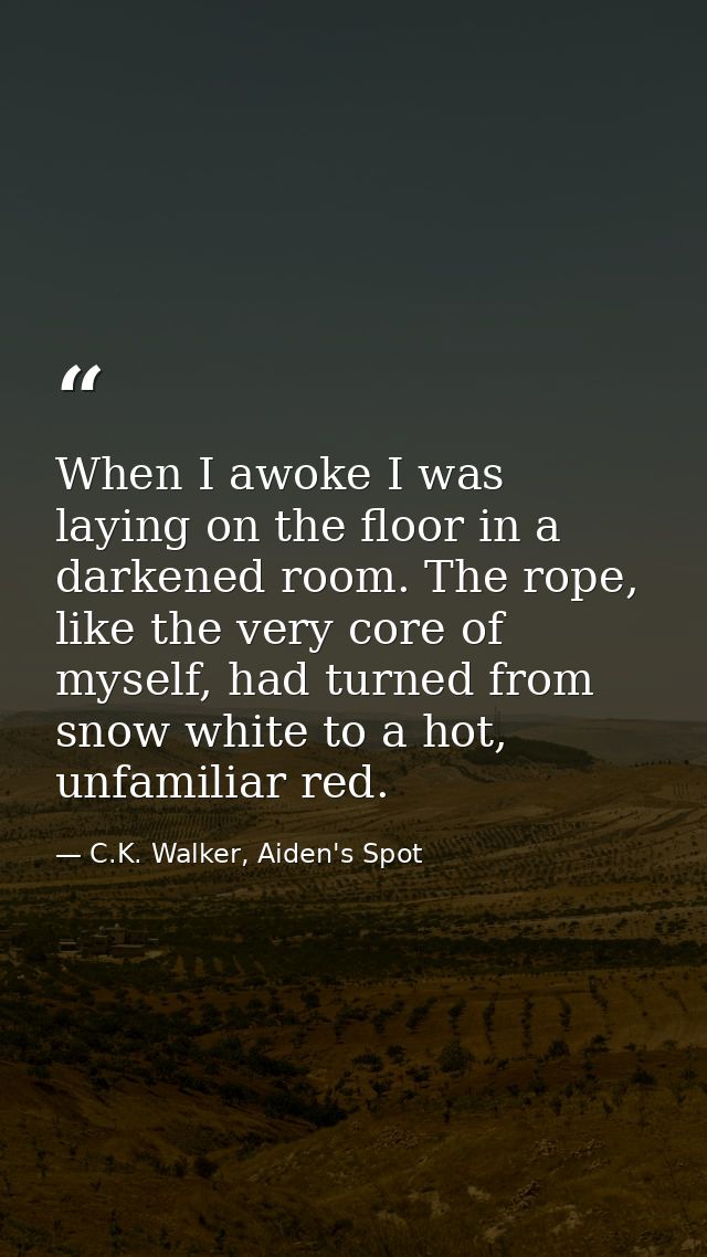 When I awoke I was laying on the floor in a darkened room. The rope, like the very core of myself, had turned from snow  — C.K. Walker, Aiden's Spot