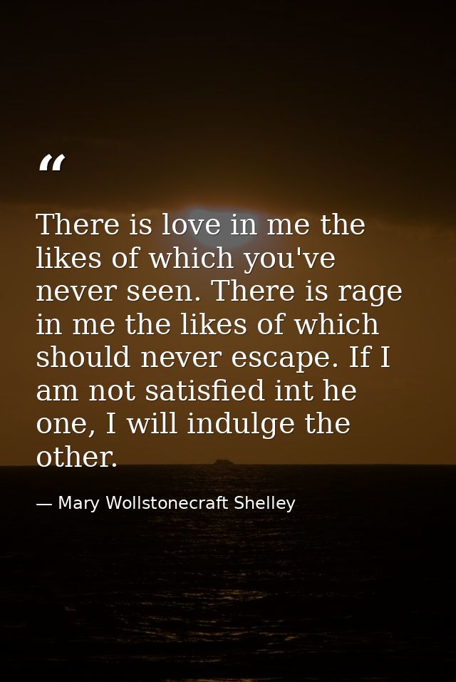 There is love in me the likes of which you've never seen. There is rage in me the likes of which should never escape. If — Mary Wollstonecraft Shelley