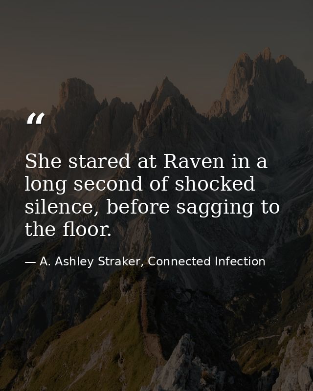 She stared at Raven in a long second of shocked silence, before sagging to the floor. — A. Ashley Straker, Connected Infection