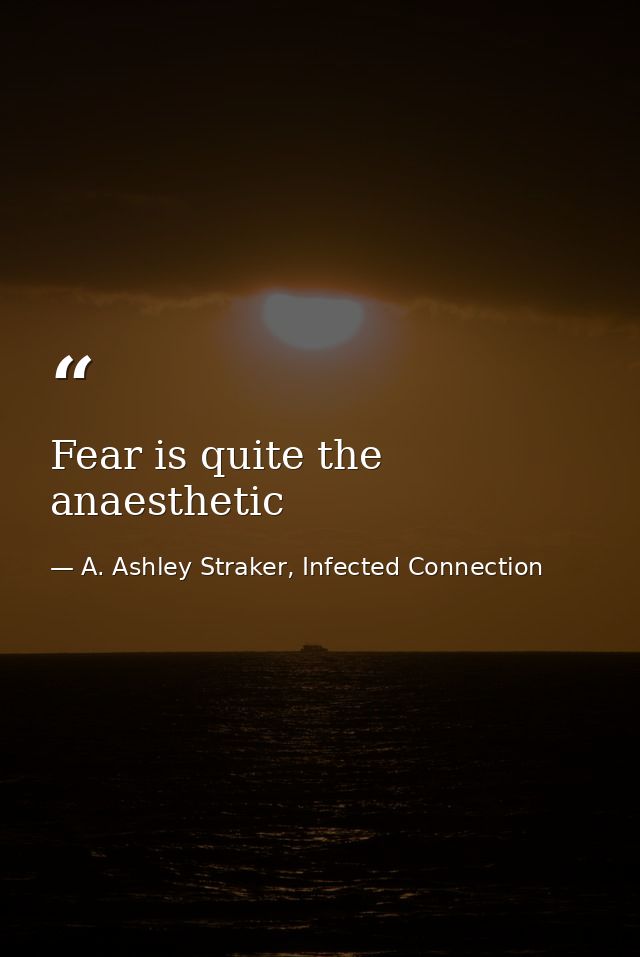 Fear is quite the anaesthetic — A. Ashley Straker, Infected Connection