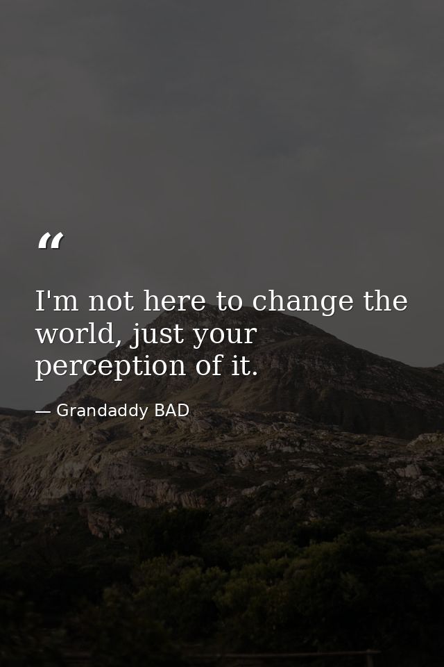 I'm not here to change the world, just your perception of it. — Grandaddy BAD