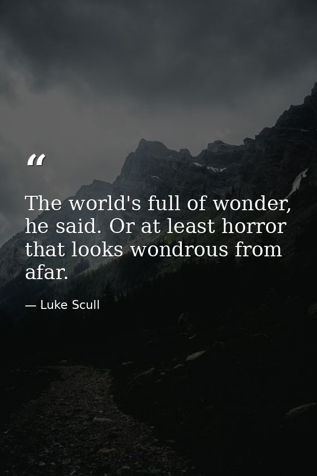 The world's full of wonder, he said. Or at least horror that looks wondrous from afar. — Luke Scull