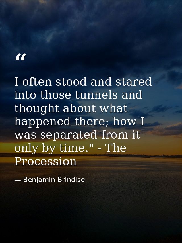 I often stood and stared into those tunnels and thought about what happened there; how I was separated from it only by t — Benjamin Brindise