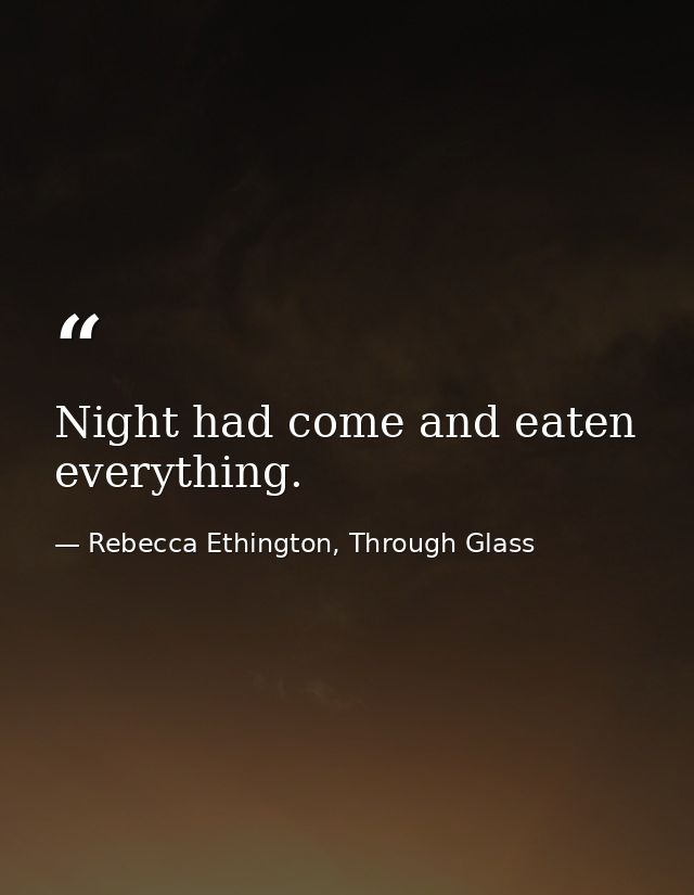 Night had come and eaten everything. — Rebecca Ethington, Through Glass