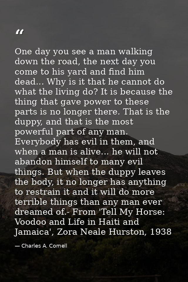 One day you see a man walking down the road, the next day you come to his yard and find him dead... Why is it that he ca — Charles A. Cornell