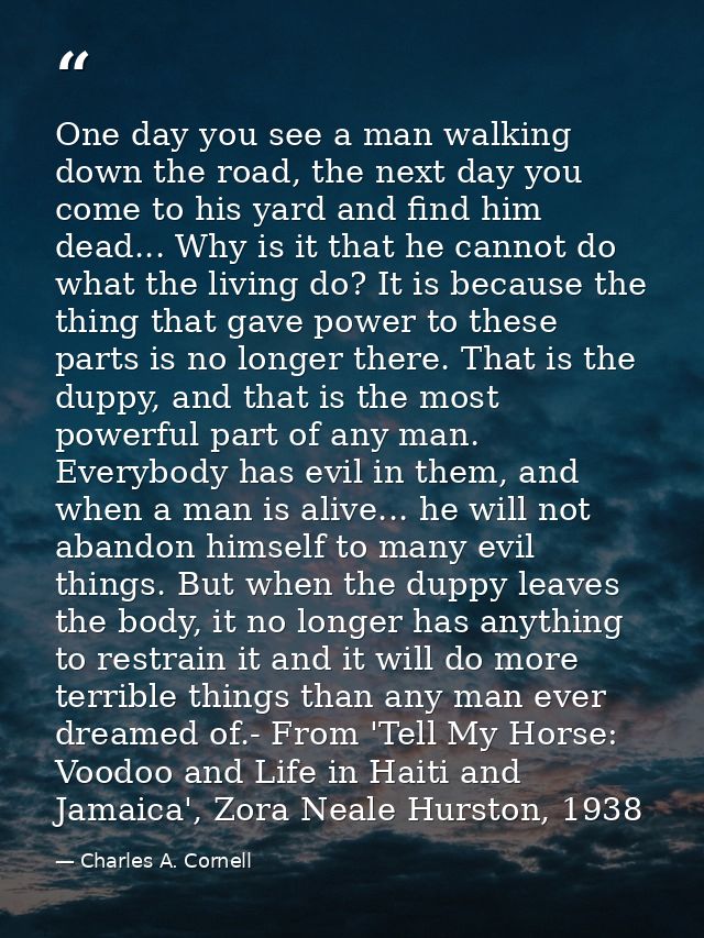 One day you see a man walking down the road, the next day you come to his yard and find him dead... Why is it that he ca — Charles A. Cornell