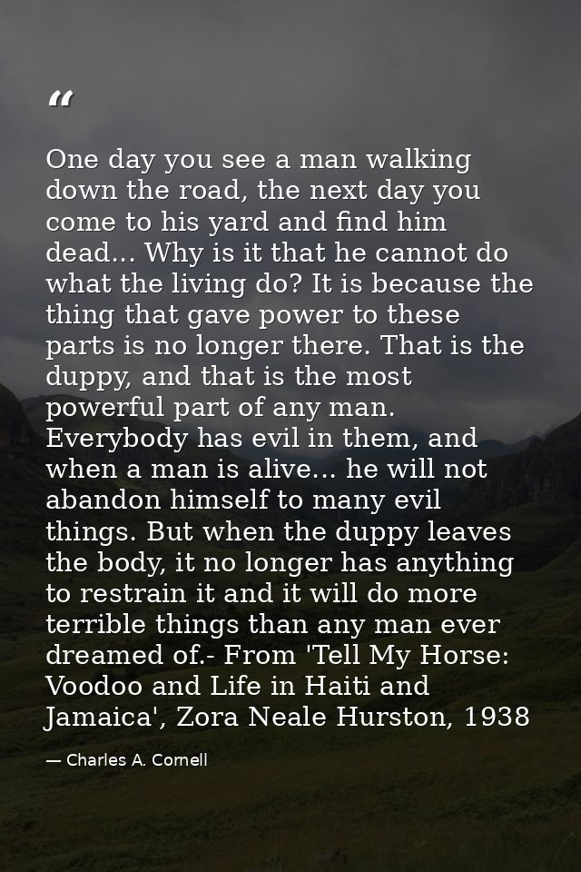 One day you see a man walking down the road, the next day you come to his yard and find him dead... Why is it that he ca — Charles A. Cornell