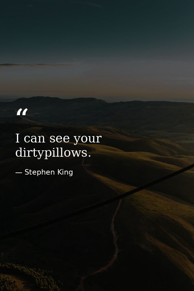 I can see your dirtypillows. — Stephen King