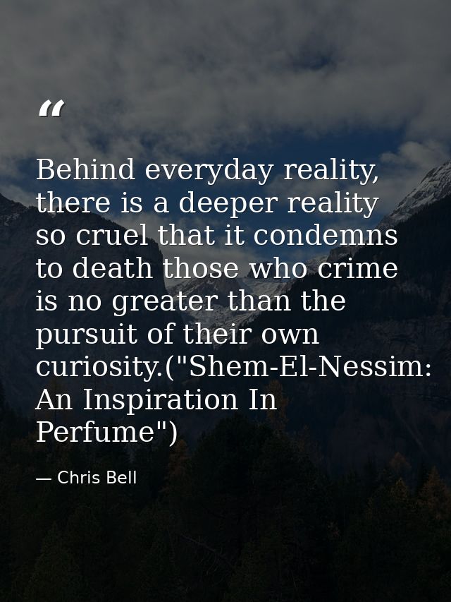 Behind everyday reality, there is a deeper reality so cruel that it condemns to death those who crime is no greater than — Chris Bell