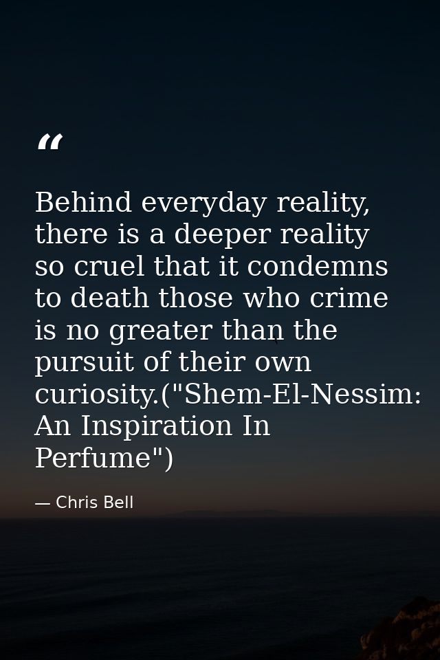 Behind everyday reality, there is a deeper reality so cruel that it condemns to death those who crime is no greater than — Chris Bell