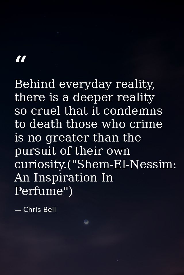 Behind everyday reality, there is a deeper reality so cruel that it condemns to death those who crime is no greater than — Chris Bell