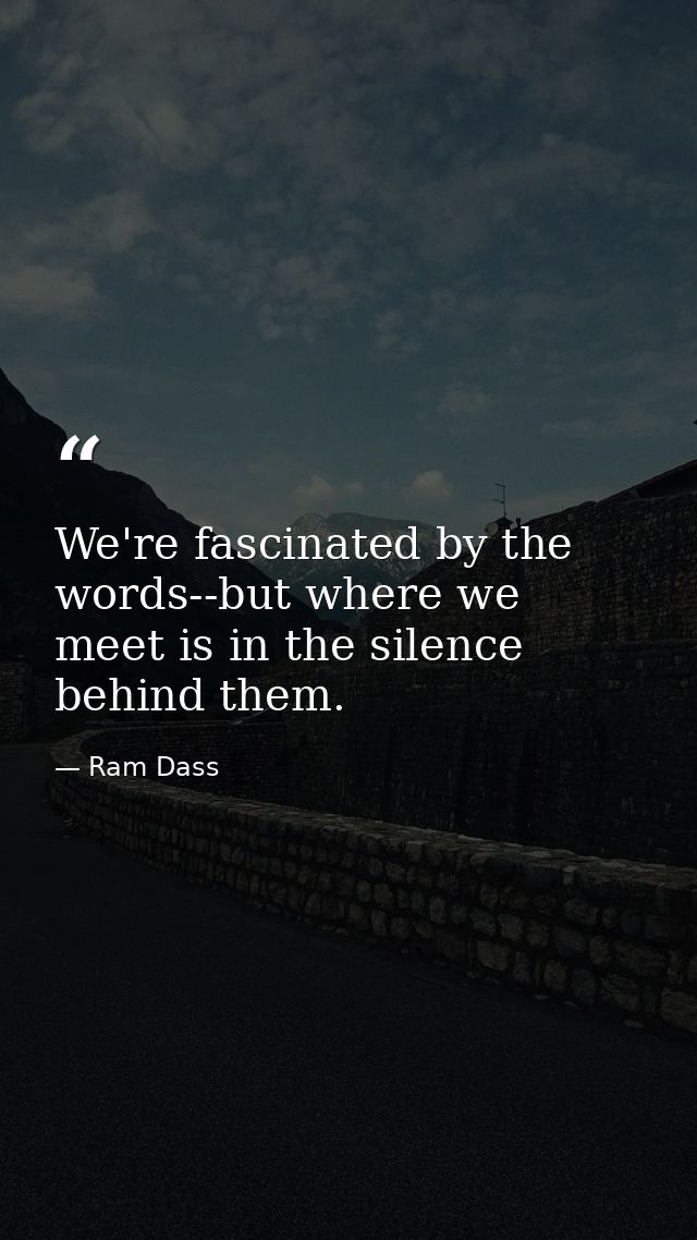 We're fascinated by the words--but where we meet is in the silence behind them. — Ram Dass