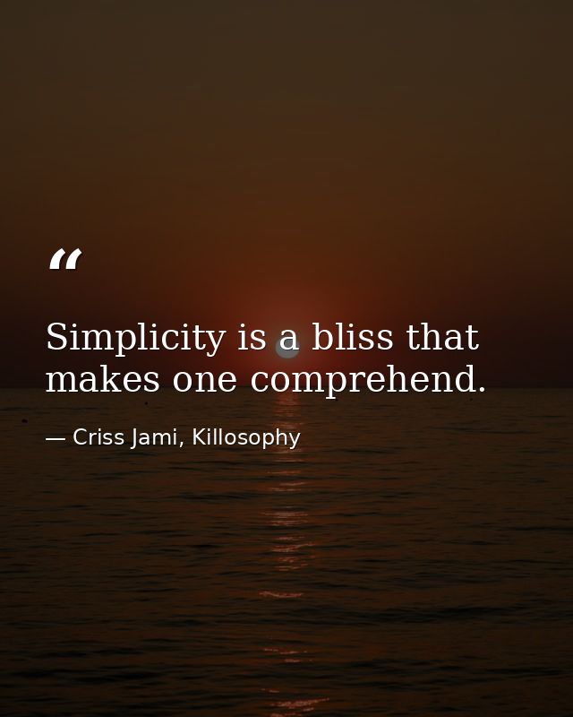 Simplicity is a bliss that makes one comprehend. — Criss Jami, Killosophy