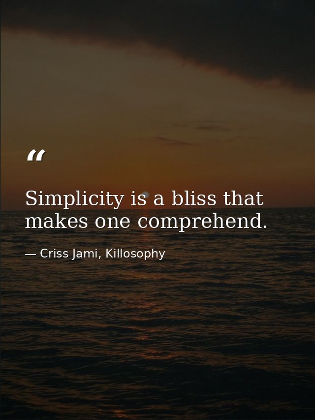 Simplicity is a bliss that makes one comprehend. — Criss Jami, Killosophy