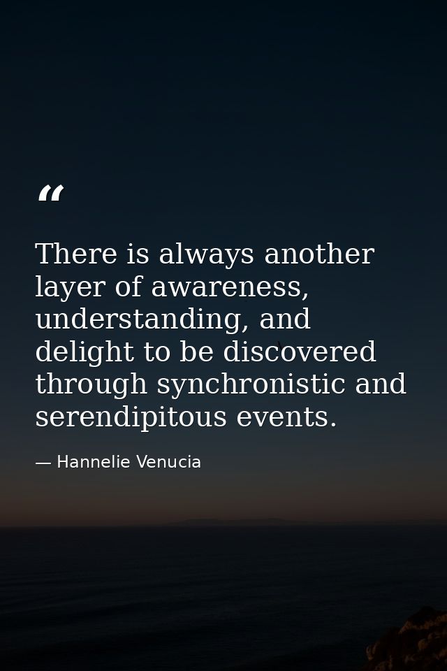 There is always another layer of awareness, understanding, and delight to be discovered through synchronistic and serend — Hannelie Venucia