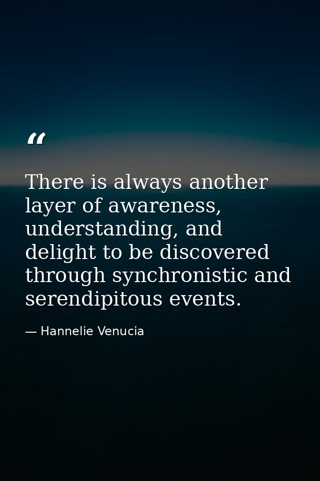 There is always another layer of awareness, understanding, and delight to be discovered through synchronistic and serend — Hannelie Venucia