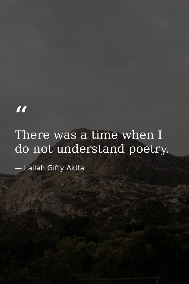 There was a time when I do not understand poetry. — Lailah Gifty Akita