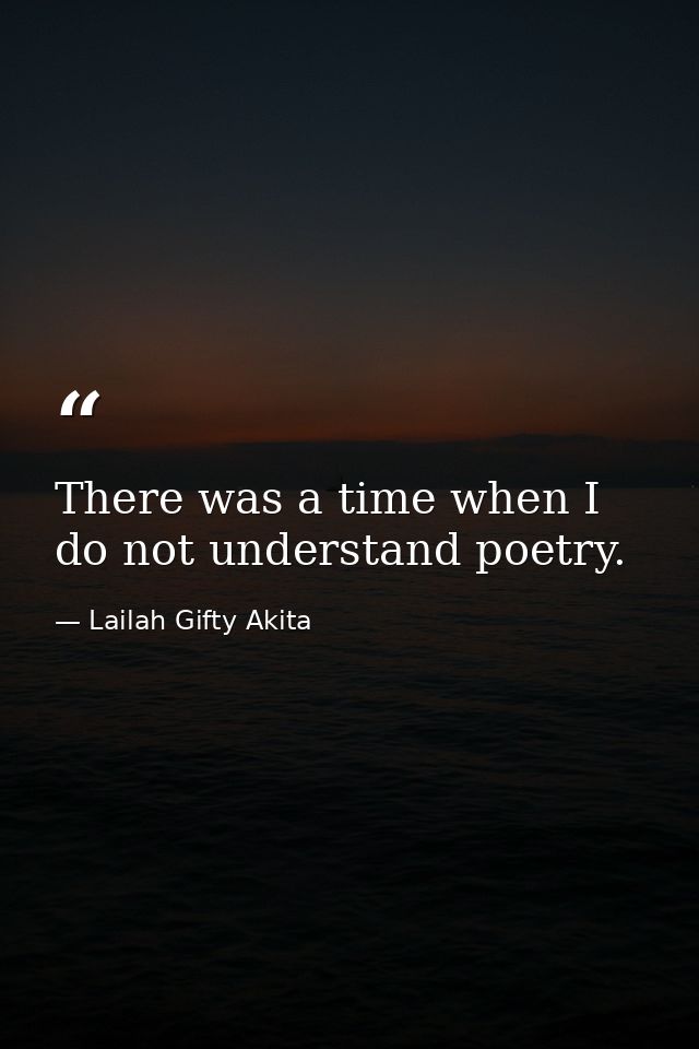 There was a time when I do not understand poetry. — Lailah Gifty Akita