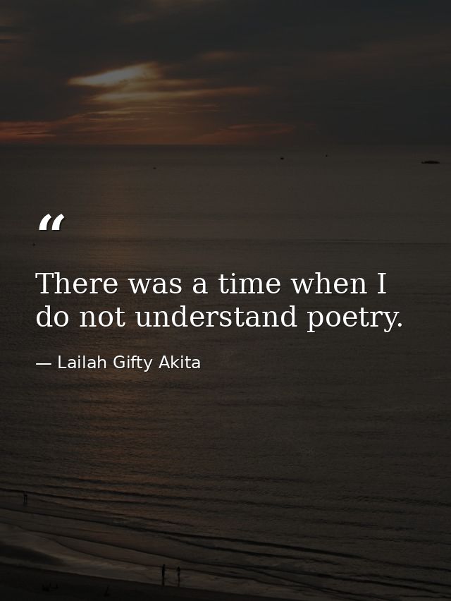 There was a time when I do not understand poetry. — Lailah Gifty Akita