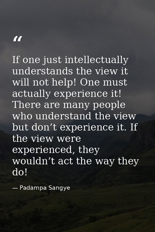 If one just intellectually understands the view it will not help! One must actually experience it! There are many people — Padampa Sangye