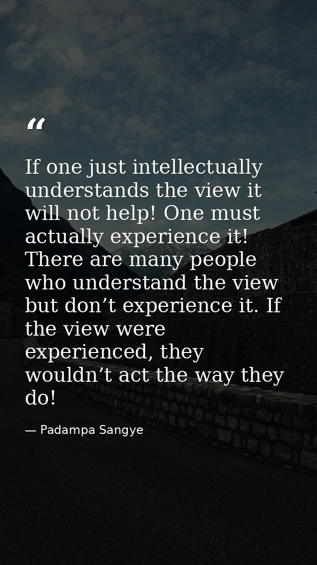 If one just intellectually understands the view it will not help! One must actually experience it! There are many people — Padampa Sangye