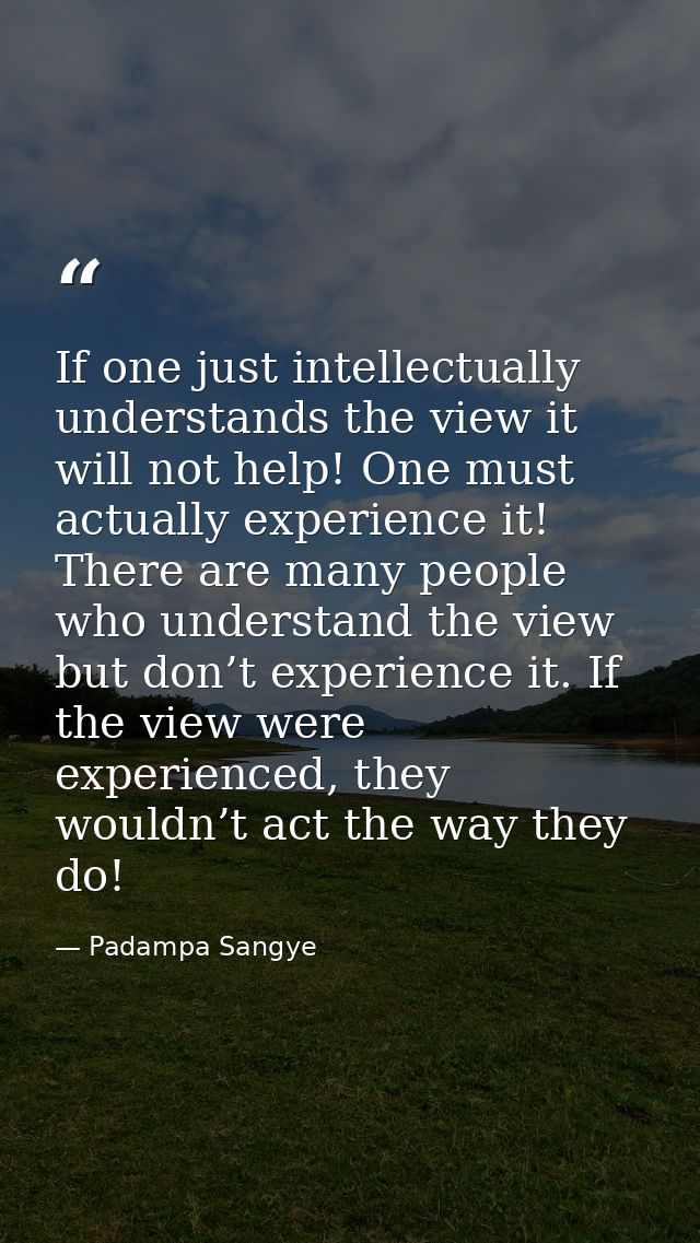 If one just intellectually understands the view it will not help! One must actually experience it! There are many people — Padampa Sangye