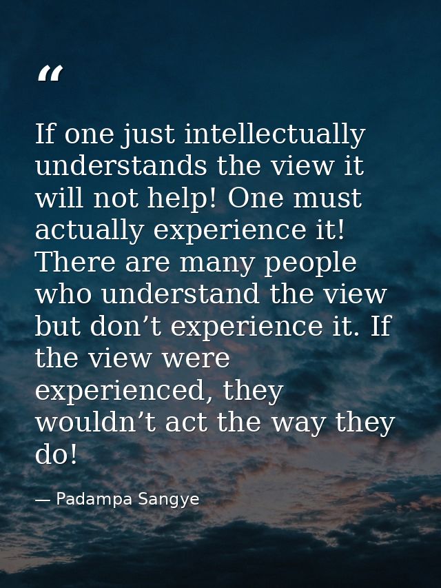 If one just intellectually understands the view it will not help! One must actually experience it! There are many people — Padampa Sangye