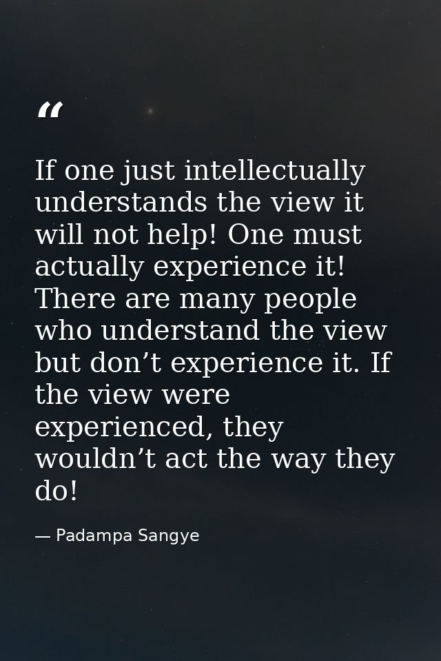 If one just intellectually understands the view it will not help! One must actually experience it! There are many people — Padampa Sangye