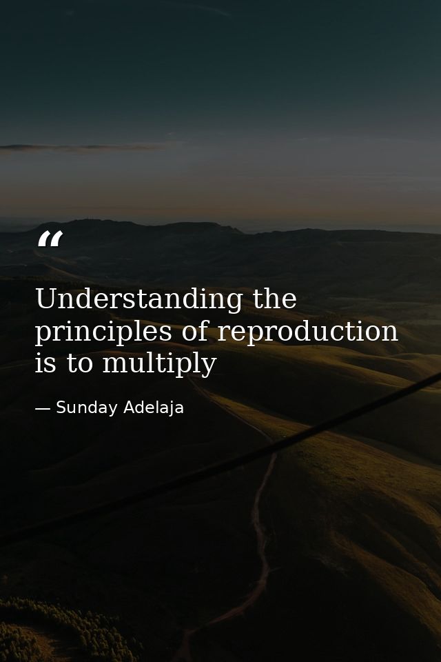 Understanding the principles of reproduction is to multiply — Sunday Adelaja